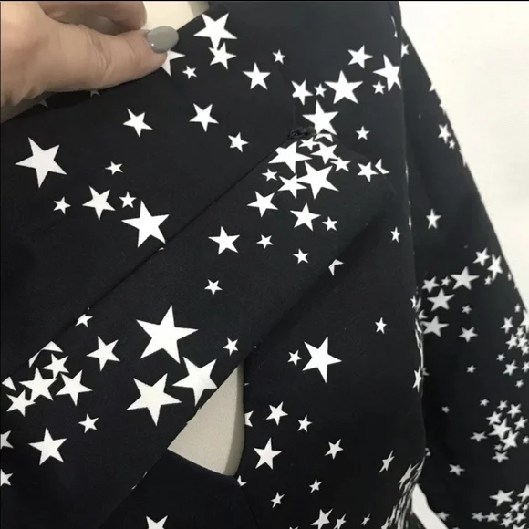 Kate Spade Black and White Star Long Sleeve Dress - Picture 3 of 6